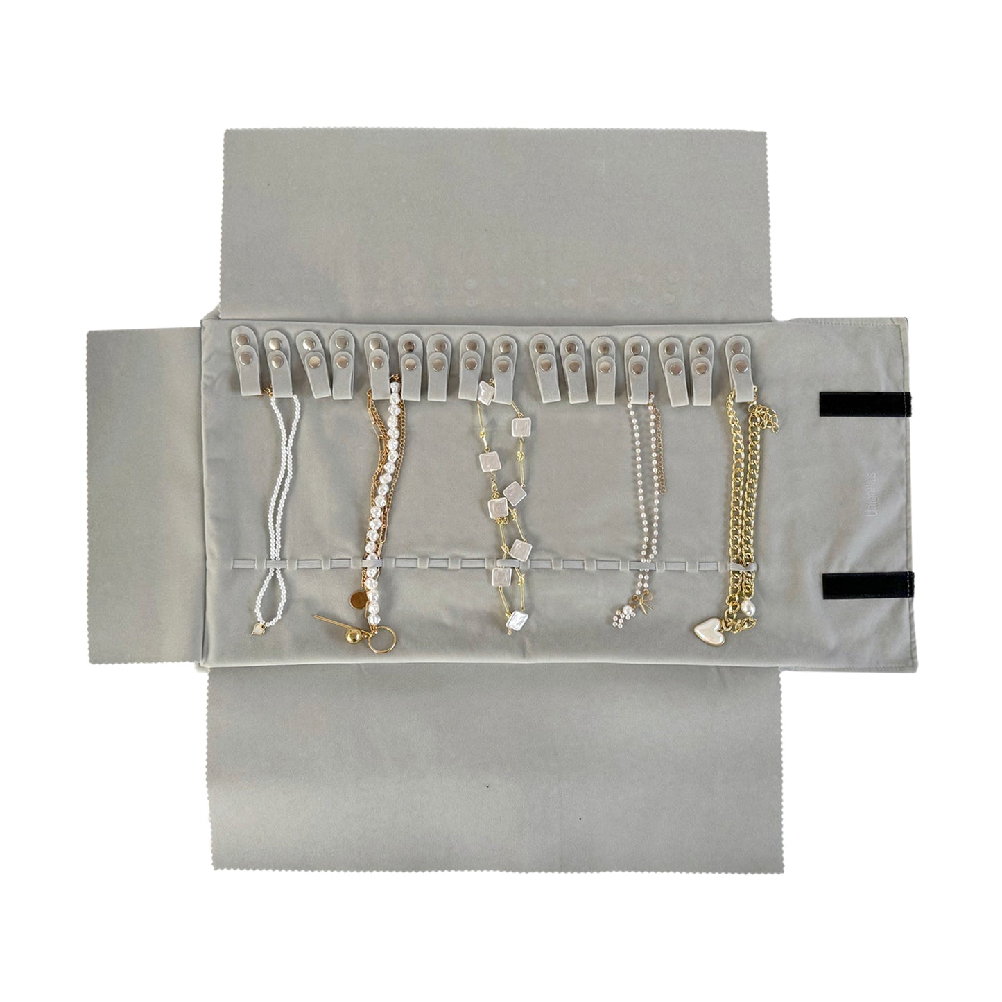 UnionPlus Velvet Travel Jewelry Roll Bag Organizer for Necklace, Elastic Band and Anti-winding, Medium Size