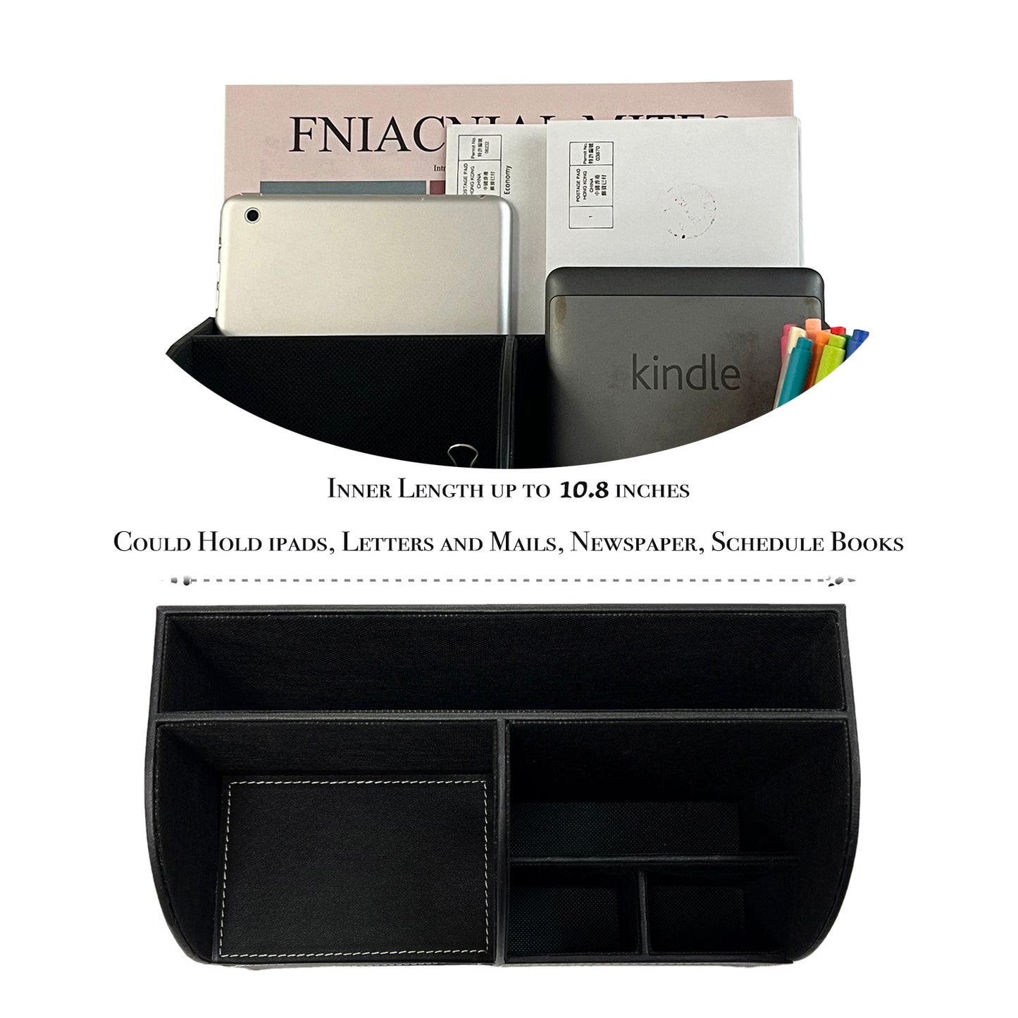 UnionBasic Desk Organizer - Multifunctional Leather Desktop Pen Holder Storage Box - Business Card/Pen/Pencil/Mobile Phone/Stationery Holder